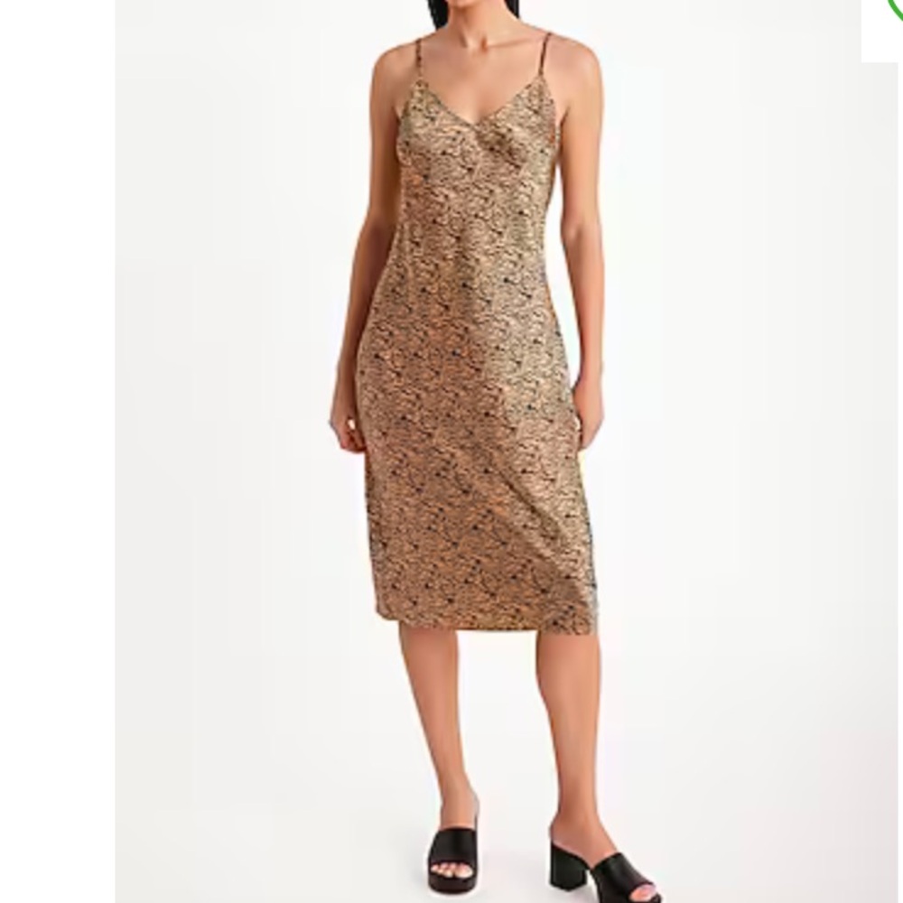 Zebra Satin V-Neck Midi